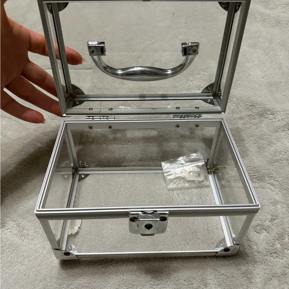 Clear Acrylic Storage Box with Silver Accents